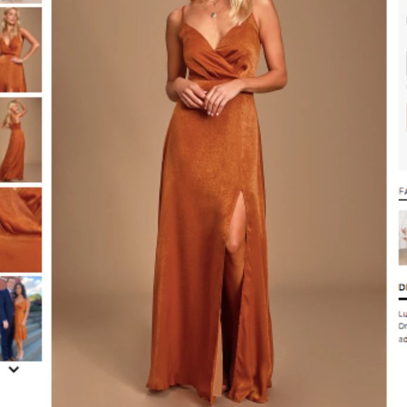 Constantine Rust Orange Satin Maxi Dress - Picture 1 of 3